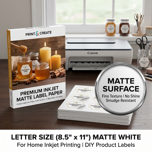 Label paper - Matte/ White/ Letter Size- Specialized, Waterproof Product Label Paper