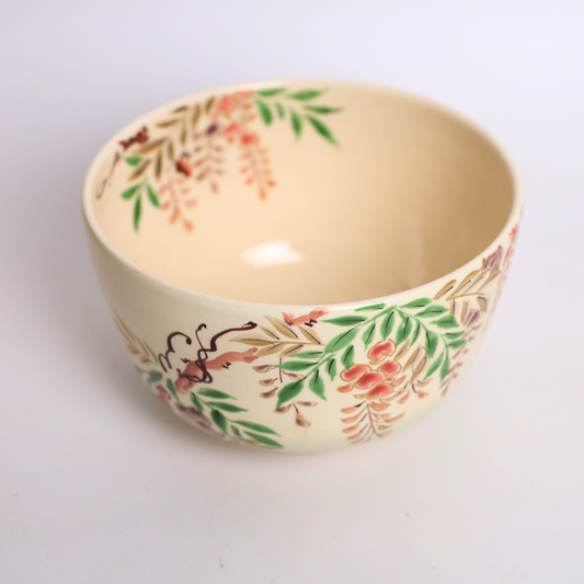 Matcharu Authentic Handcrafted Japanese Chawan – Kyoto-Style Wisteria Matcha Bowl
