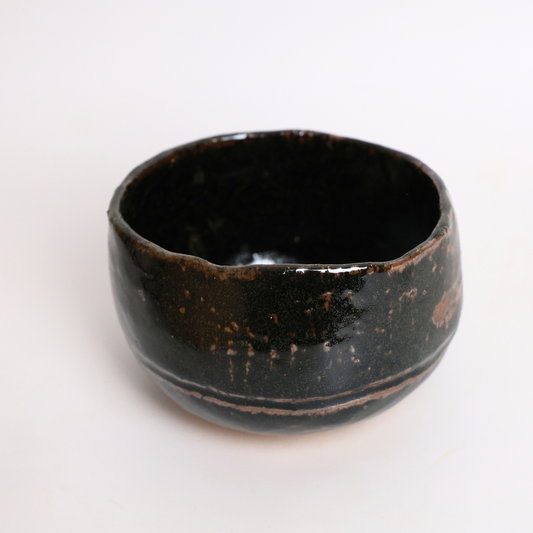 Matcharu Authentic Japanese Artisan Kuro-Raku Chawan – Handcrafted Black Glaze Matcha Bowl with wooden box