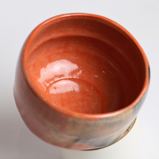 Aka Raku Matcha Bowl by Shoraku – Japanese Tea Ceremony Chawan | Handcrafted Red Raku Ware with Potter’s Seal & Wooden Box