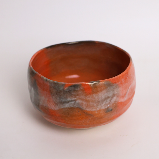 Aka-Raku Ceramic Tea Bowl – Vintage Japanese Fire & Ash Handcrafted Ceremonial Chawan with Tomobako