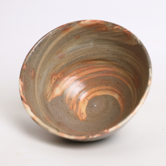 Kyo-yaki Ceramic Tea Bowl – Vintage Japanese Kintsugi Gold Wave Chawan for Ceremonial Matcha Tea Ritual